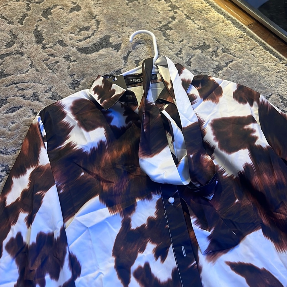 Cow print silky blouse